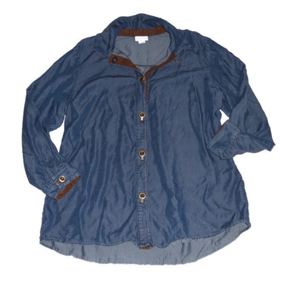 Soft Surroundings Tops - Soft Surroundings Weekend Tencel Chambray Blue Top